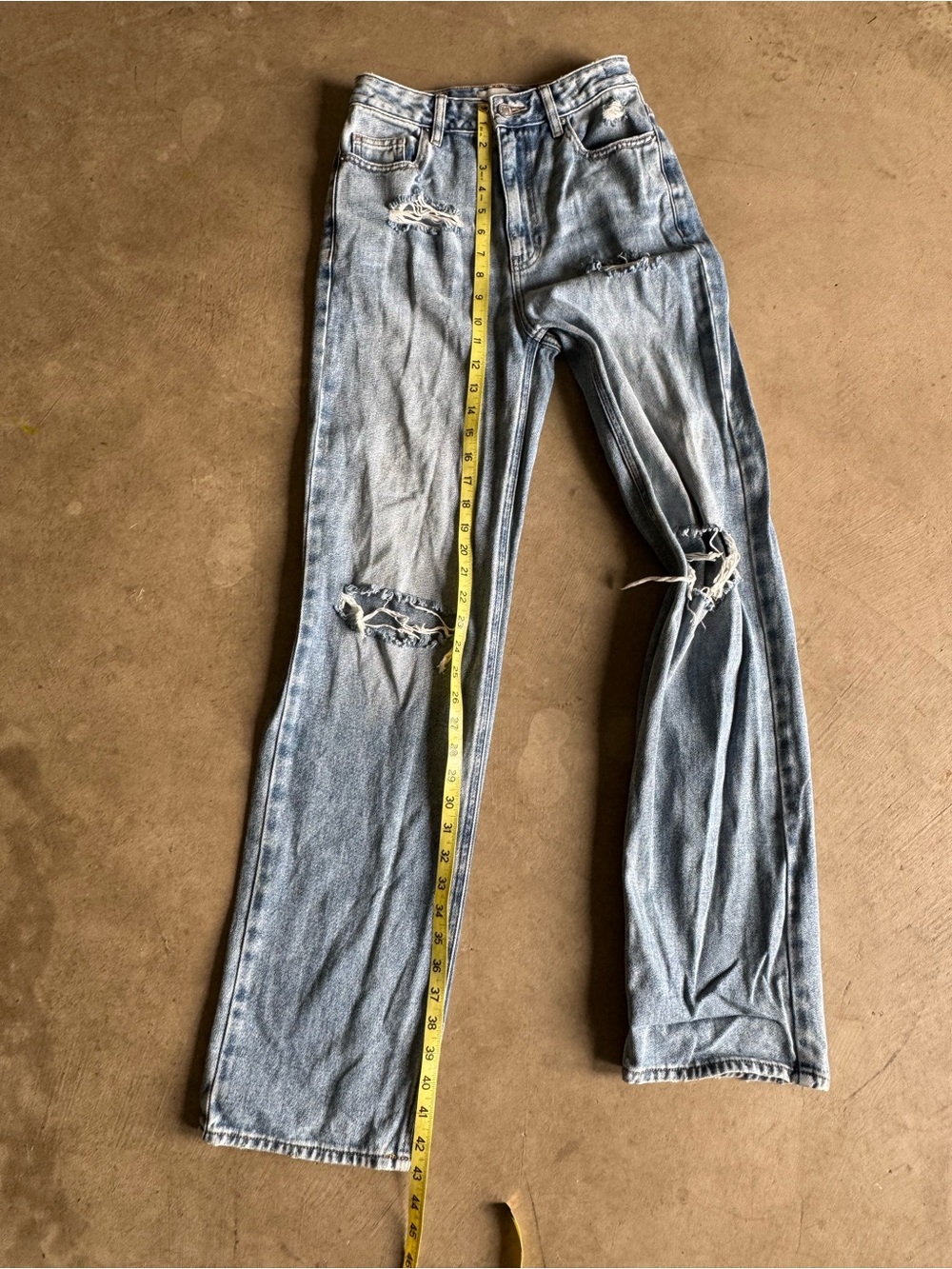 Pacific Sunwear 90’s Boyfriend Light Blue Denim Distressed Jeans  25 - Picture 5 of 12